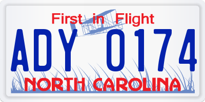NC license plate ADY0174