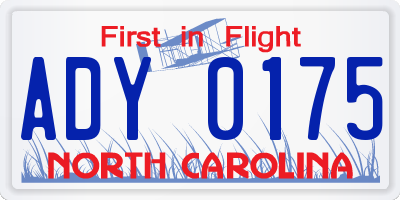 NC license plate ADY0175