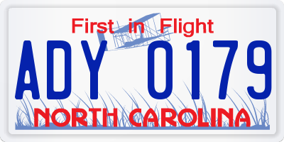 NC license plate ADY0179