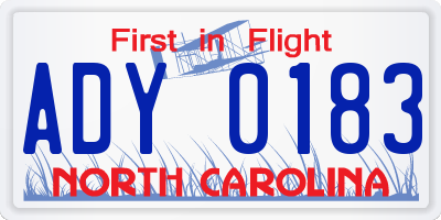 NC license plate ADY0183
