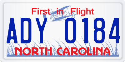 NC license plate ADY0184