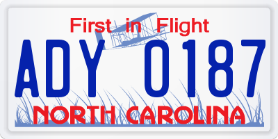 NC license plate ADY0187