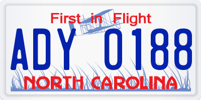 NC license plate ADY0188