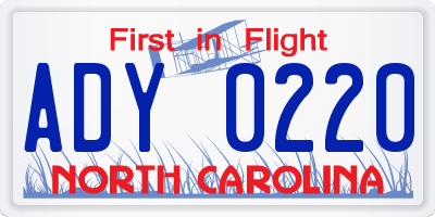 NC license plate ADY0220