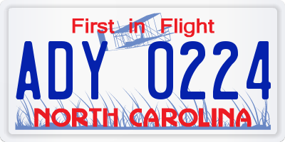 NC license plate ADY0224