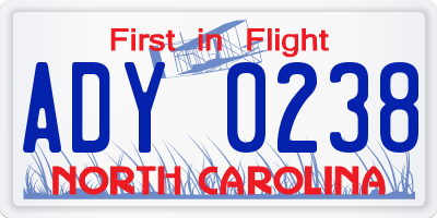 NC license plate ADY0238