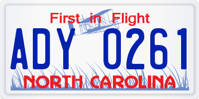 NC license plate ADY0261