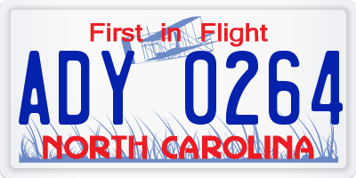 NC license plate ADY0264