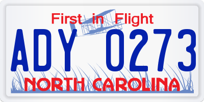 NC license plate ADY0273