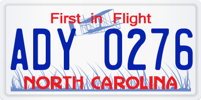 NC license plate ADY0276