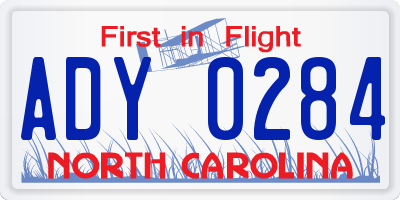 NC license plate ADY0284