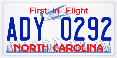 NC license plate ADY0292