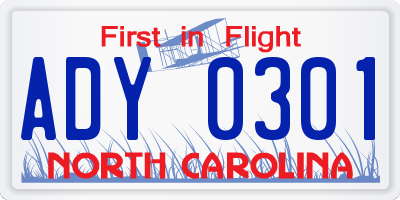 NC license plate ADY0301