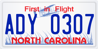 NC license plate ADY0307
