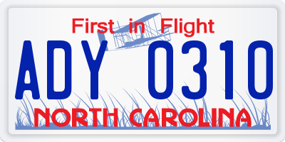 NC license plate ADY0310
