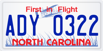 NC license plate ADY0322