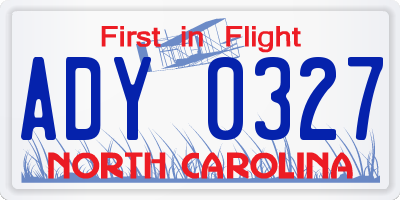 NC license plate ADY0327