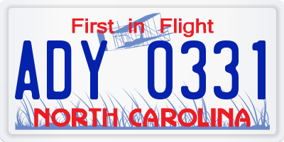 NC license plate ADY0331