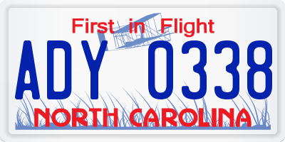NC license plate ADY0338