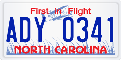 NC license plate ADY0341