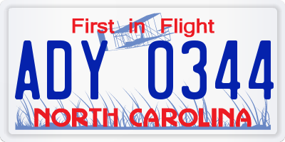 NC license plate ADY0344