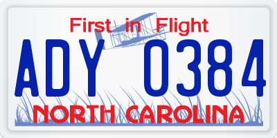 NC license plate ADY0384