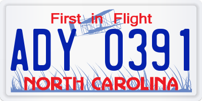 NC license plate ADY0391