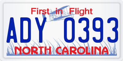 NC license plate ADY0393