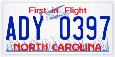NC license plate ADY0397