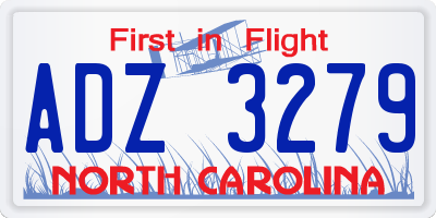 NC license plate ADZ3279