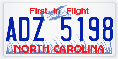 NC license plate ADZ5198