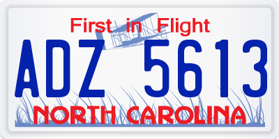 NC license plate ADZ5613