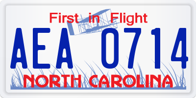 NC license plate AEA0714