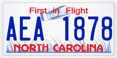 NC license plate AEA1878