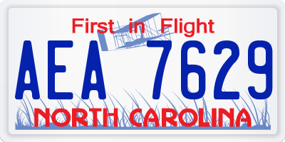 NC license plate AEA7629