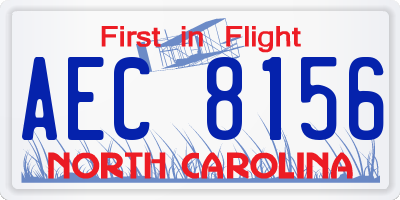 NC license plate AEC8156