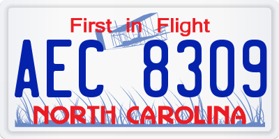 NC license plate AEC8309