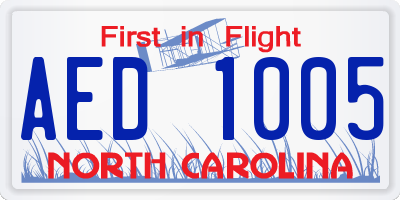 NC license plate AED1005