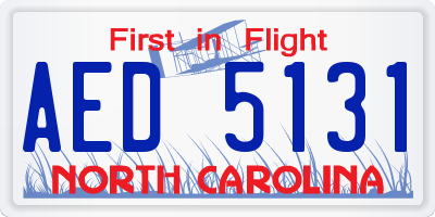 NC license plate AED5131