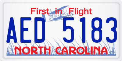 NC license plate AED5183