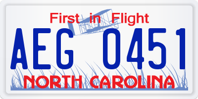 NC license plate AEG0451
