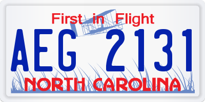 NC license plate AEG2131