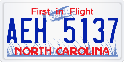 NC license plate AEH5137