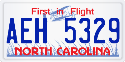 NC license plate AEH5329