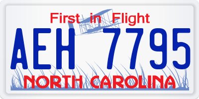 NC license plate AEH7795