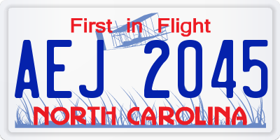 NC license plate AEJ2045