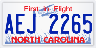 NC license plate AEJ2265