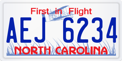 NC license plate AEJ6234