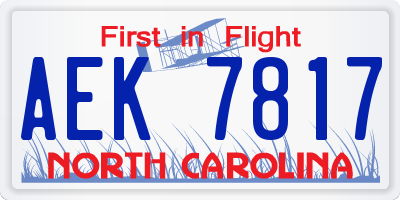 NC license plate AEK7817