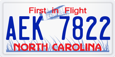 NC license plate AEK7822